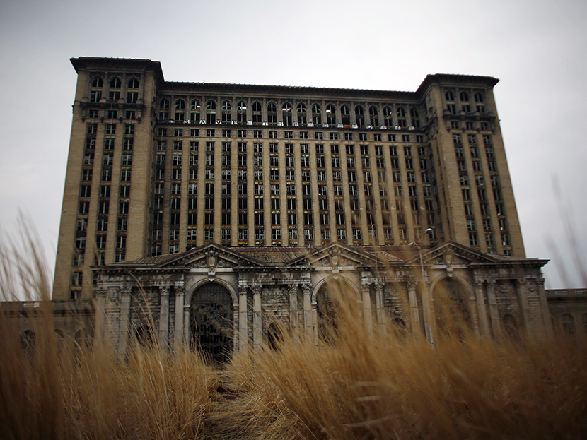 The abandoned Michigan Central Station is seen in Detroit, Michigan